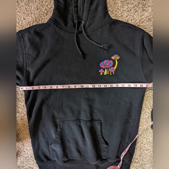 A-Lab Hoodie Magic Mushroom Black Pullover Graphic Sweatshirt Psychedelic Small - Picture 8 of 9